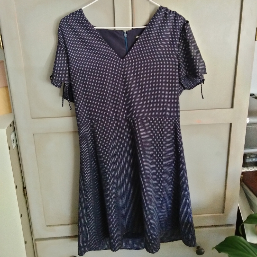 J Crew Mercantile Navy Polka Dot Mini Dress (Size 10)